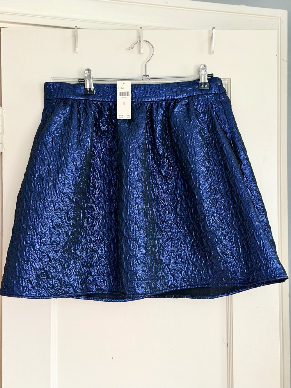 Anthropologie Maeve Navy Metallic Brocade Full Mini Skirt Size 8 - Picture 5 of 8